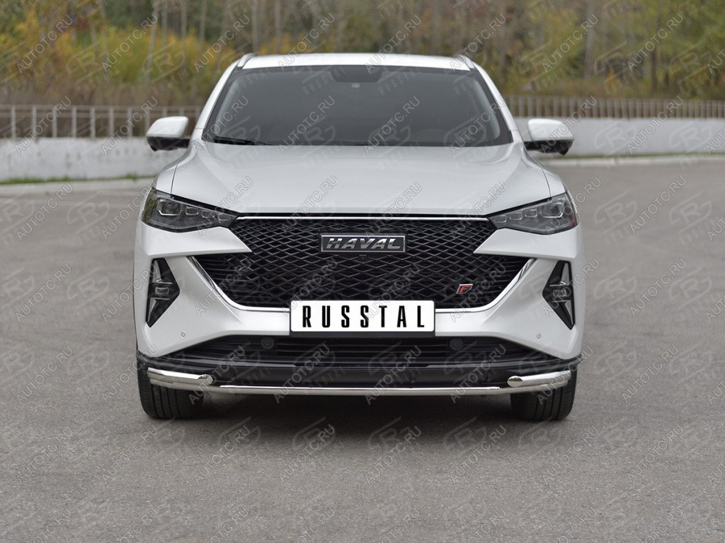 15 499 р. Защита переднего бампера d42 *42 уголки SLITKOFF  Haval F7x (2022-2024)  рестайлинг (серые)  с доставкой в г. Королёв