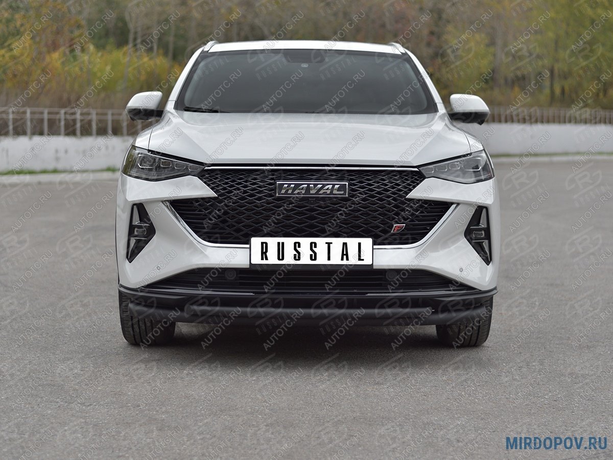 10 749 р. Защита переднего бампера d63*42 дуга SLITKOFF  Haval F7x (2022-2024)  рестайлинг (нержавейка окрашенная в черный цвет)  с доставкой в г. Королёв