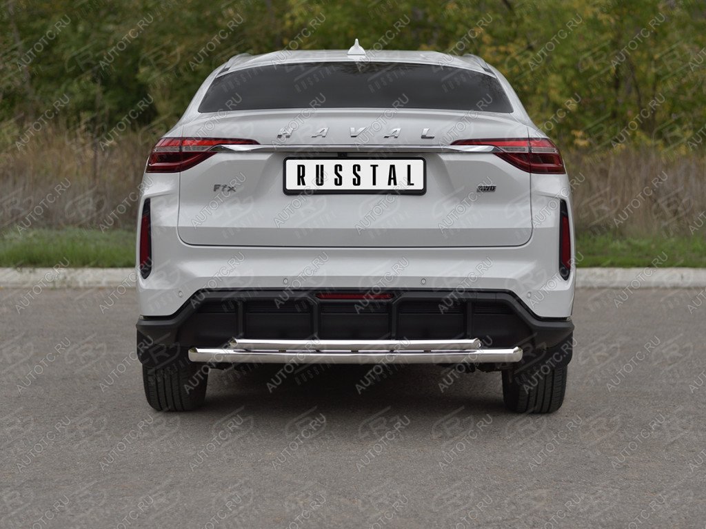 15 499 р. Защита заднего бампера d63*42 SLITKOFF  Haval F7x (2022-2024)  рестайлинг (серые)  с доставкой в г. Королёв