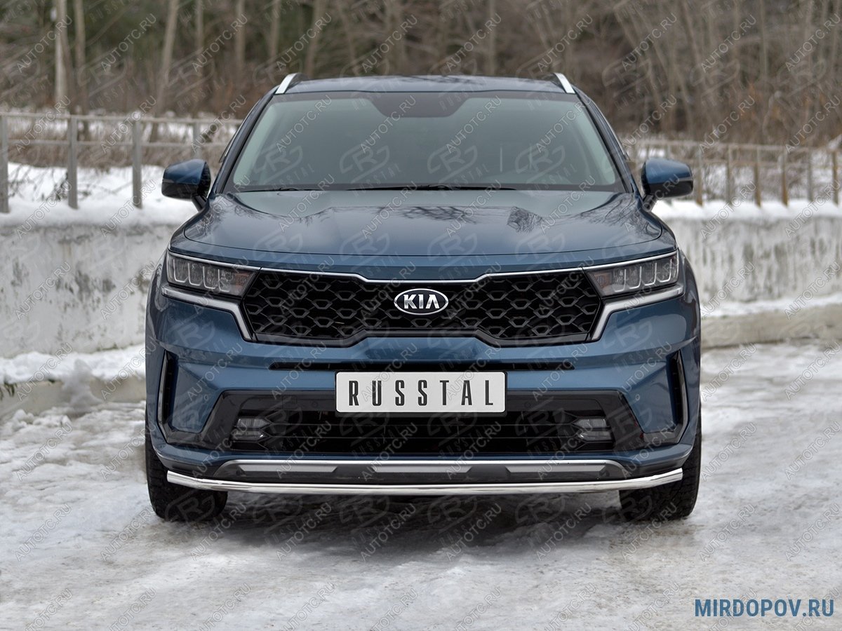 12 399 р. Защита переднего бампера d42 секции SLITKOFF  KIA Sorento  MQ4 (2020-2022) (нержавейка)  с доставкой в г. Королёв