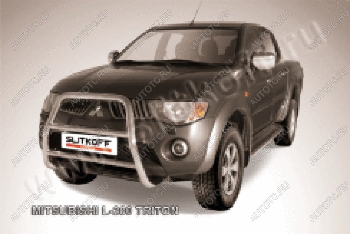 25 999 р.  Защита переднего бампера кенгурятник d57 высокий (Triton) Slitkoff  Mitsubishi L200  4 (2006-2014)  дорестайлинг (нержавейка полированная)  с доставкой в г. Королёв