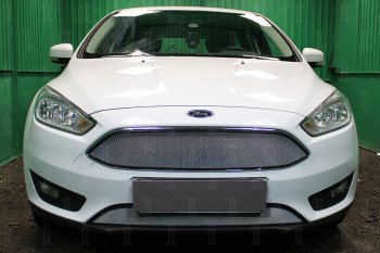 Защитная сетка в бампер (низ, ячейка 3х7 мм) Alfeco Стандарт Ford Focus 3 универсал рестайлинг (2014-2019) ()