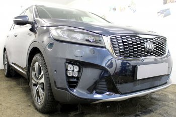 3 779 р. Защитная сетка в бампер (низ, ячейка 3х7 мм) Alfeco Стандарт KIA Sorento UM/Prime рестайлинг (2018-2020) (Чёрная)  с доставкой в г. Королёв. Увеличить фотографию 2