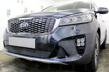 3 779 р. Защитная сетка в бампер (низ, ячейка 3х7 мм) Alfeco Стандарт KIA Sorento UM/Prime рестайлинг (2018-2020) (Чёрная)  с доставкой в г. Королёв. Увеличить фотографию 4