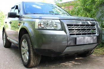 3 999 р. Защитная сетка в бампер (низ, ячейка 3х7 мм) Alfeco Стандарт Land Rover Freelander L359 дорестайлинг (2006-2010) (Хром)  с доставкой в г. Королёв. Увеличить фотографию 2