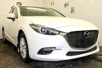 2 799 р. Защитная сетка в бампер (низ, ячейка 3х7 мм) Alfeco Стандарт Mazda 3/Axela BM рестайлинг седан (2016-2019) (Чёрная)  с доставкой в г. Королёв. Увеличить фотографию 3