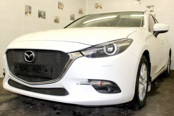 2 799 р. Защитная сетка в бампер (низ, ячейка 3х7 мм) Alfeco Стандарт Mazda 3/Axela BM рестайлинг седан (2016-2019) (Чёрная)  с доставкой в г. Королёв. Увеличить фотографию 4