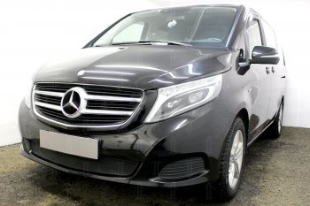 3 779 р. Защитная сетка в бампер (низ, ячейка 3х7 мм) Alfeco Стандарт Mercedes-Benz Vito W447 дорестайлинг (2015-2020) (Чёрная)  с доставкой в г. Королёв. Увеличить фотографию 2