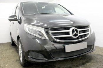 3 779 р. Защитная сетка в бампер (низ, ячейка 3х7 мм) Alfeco Стандарт Mercedes-Benz Vito W447 дорестайлинг (2015-2020) (Чёрная)  с доставкой в г. Королёв. Увеличить фотографию 3