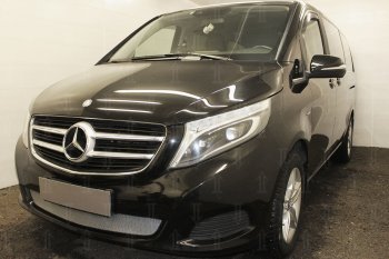 3 899 р. Защитная сетка в бампер (низ, ячейка 3х7 мм) Alfeco Стандарт Mercedes-Benz Vito W447 дорестайлинг (2015-2020) (Хром)  с доставкой в г. Королёв. Увеличить фотографию 3