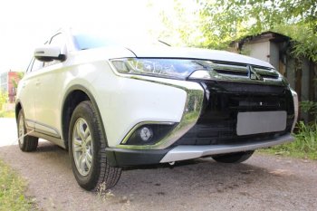 6 999 р. Защитная сетка в бампер (4 части, ячейка 3х7 мм) Alfeco Стандарт Mitsubishi Outlander GF 2-ой рестайлинг (2015-2018) (Чёрная)  с доставкой в г. Королёв. Увеличить фотографию 3