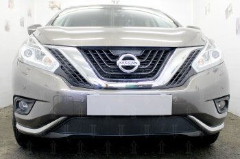 3 699 р. Защитная сетка в бампер (низ, ячейка 3х7 мм) Стрелка11 Стандарт Nissan Murano 3 Z52 дорестайлинг (2015-2022) (Чёрная)  с доставкой в г. Королёв. Увеличить фотографию 1