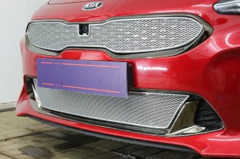 4 299 р. Защитная сетка в бампер (низ, ячейка 4х10 мм) Alfeco Премиум KIA Stinger (2017-2024) (Хром)  с доставкой в г. Королёв. Увеличить фотографию 2