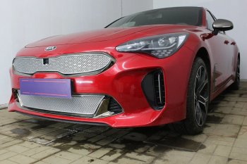 4 299 р. Защитная сетка в бампер (низ, ячейка 4х10 мм) Alfeco Премиум KIA Stinger (2017-2024) (Хром)  с доставкой в г. Королёв. Увеличить фотографию 3