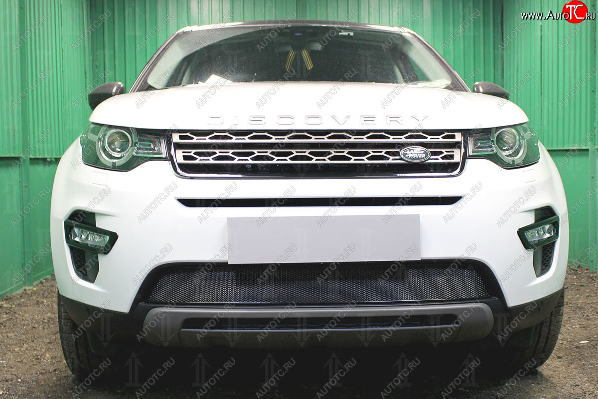 4 499 р. Защитная сетка в бампер (низ, ячейка 4х10 мм) Alfeco Премиум Land Rover Discovery Sport L550 дорестайлинг (2014-2019) (Чёрная)  с доставкой в г. Королёв