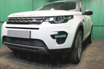 4 499 р. Защитная сетка в бампер (низ, ячейка 4х10 мм) Alfeco Премиум Land Rover Discovery Sport L550 дорестайлинг (2014-2019) (Чёрная)  с доставкой в г. Королёв. Увеличить фотографию 2