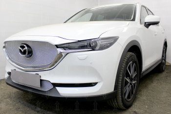 7 349 р. Защитная сетка в бампер (верх, 3D, ячейка 4х10 мм) Alfeco Премиум Mazda CX-5 KF (2016-2024) (Хром)  с доставкой в г. Королёв. Увеличить фотографию 2