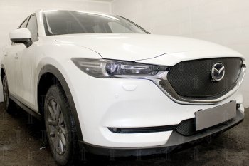 6 299 р. Защитная сетка в бампер (верх, ячейка 4х10 мм) Alfeco Премиум Mazda CX-5 KF (2016-2025) (Чёрная)  с доставкой в г. Королёв. Увеличить фотографию 4