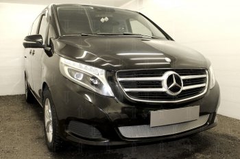 4 499 р. Защитная сетка в бампер (низ, ячейка 4х10 мм) Alfeco Премиум Mercedes-Benz Vito W447 дорестайлинг (2015-2020) (Хром)  с доставкой в г. Королёв. Увеличить фотографию 2