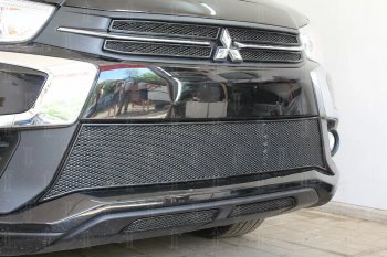 4 999 р. Защитная сетка в бампер (середина, ячейка 4х10 мм) Alfeco Премиум Mitsubishi ASX 2-ой рестайлинг (2017-2020) (Чёрная)  с доставкой в г. Королёв. Увеличить фотографию 3