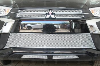 Защитная сетка в бампер (середина, ячейка 4х10 мм) Alfeco Премиум Mitsubishi ASX 2-ой рестайлинг (2017-2020) ()