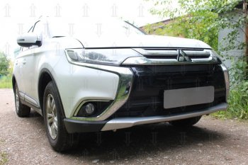 10 399 р. Защитная сетка в бампер (3 части, ячейка 4х10 мм) Alfeco Премиум Mitsubishi Outlander GF 2-ой рестайлинг (2015-2018) (Чёрная)  с доставкой в г. Королёв. Увеличить фотографию 3