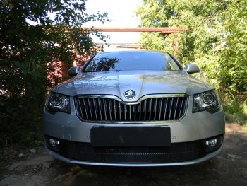 4 599 р. Защитная сетка в бампер (низ, ячейка 4х10 мм) Стрелка11 Премиум Skoda Superb B6 (3T5) универсал рестайлинг (2013-2015) (Чёрная)  с доставкой в г. Королёв. Увеличить фотографию 2