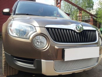 4 299 р. Защитная сетка в бампер (низ, ячейка 4х10 мм) Стрелка11 Премиум Skoda Yeti (2009-2013) (Хром)  с доставкой в г. Королёв. Увеличить фотографию 4