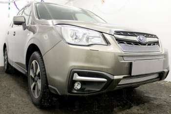 3 999 р. Защитная сетка в бампер (низ, ячейка 4х10 мм) Стрелка11 Премиум Subaru Forester SJ рестайлинг (2016-2019) (Хром)  с доставкой в г. Королёв. Увеличить фотографию 2