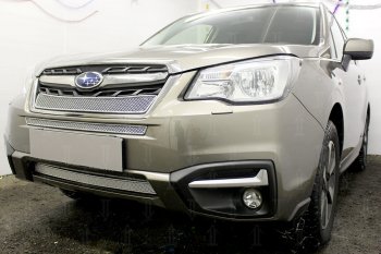 3 999 р. Защитная сетка в бампер (низ, ячейка 4х10 мм) Стрелка11 Премиум Subaru Forester SJ рестайлинг (2016-2019) (Хром)  с доставкой в г. Королёв. Увеличить фотографию 3