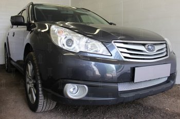 4 199 р. Защитная сетка в бампер (низ, ячейка 4х10 мм) Стрелка11 Премиум Subaru Outback BR/B14 дорестайлинг универсал (2009-2013) (Хром)  с доставкой в г. Королёв. Увеличить фотографию 4