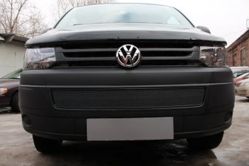 Защитная сетка в бампер (низ, ячейка 4х10 мм) Стрелка11 Премиум Volkswagen Multivan T5 рестайлинг (2009-2015)  (Чёрная)