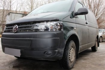 4 199 р. Защитная сетка в бампер (низ, ячейка 4х10 мм) Стрелка11 Премиум Volkswagen Multivan T5 рестайлинг (2009-2015) (Чёрная)  с доставкой в г. Королёв. Увеличить фотографию 3