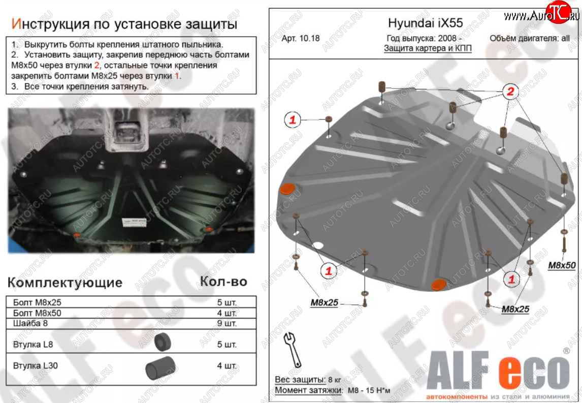 5 349 р. Защита картера двигателя и КПП (V-2,2 CRDI) Alfeco Hyundai Santa Fe CM рестайлинг (2009-2012) (Сталь 2 мм)  с доставкой в г. Королёв