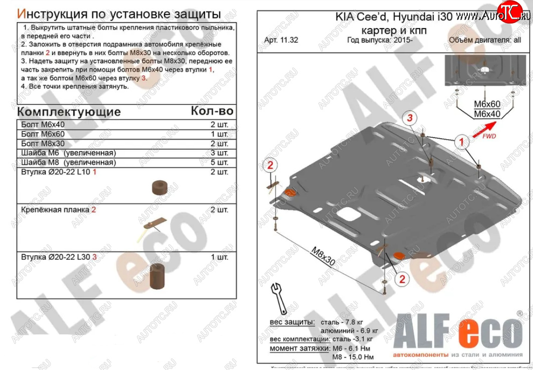 5 499 р. Защита картера двигателя и КПП Alfeco KIA Cerato 4 BD дорестайлинг седан (2018-2021) (Сталь 2 мм)  с доставкой в г. Королёв