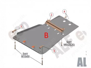 5 399 р. Защита картера двигателя и КПП (V-5,7) Alfeco Lexus LX570 J200 дорестайлинг (2007-2012) (Сталь 2 мм)  с доставкой в г. Королёв. Увеличить фотографию 1