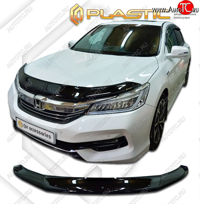 2 199 р. Дефлектор капота CA-Plastic  Honda Accord  CR (2016-2020) седан рестайлинг (classic черный, без надписи)  с доставкой в г. Королёв