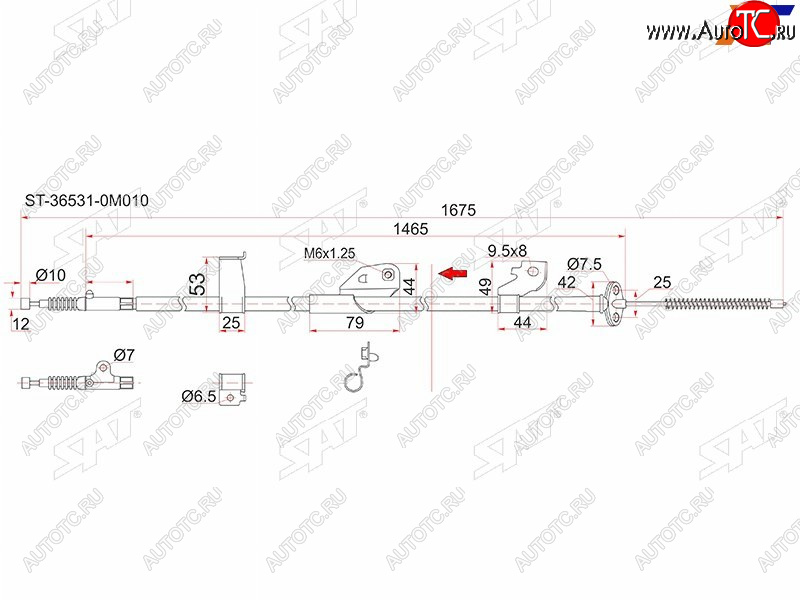 1 739 р. Трос ручника LH 2WD SAT Nissan Almera G15 седан (2012-2019) (-Antiskid)  с доставкой в г. Королёв