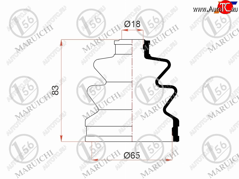 589 р. Пыльник шруса наружный SUBARU OUTBACK 03-09 B13SUZUKI SWIFT04-09 1.3L (2 хомута. резина) MARUICHI 08-414  с доставкой в г. Королёв