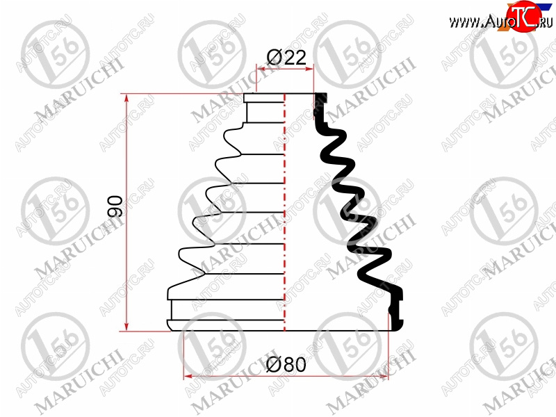 599 р. Пыльник ШРУСа наружный TOYOTA FIELDER 06-12PREMIOALLION ZRT26# 07-10 MARUICHI 02-173  с доставкой в г. Королёв