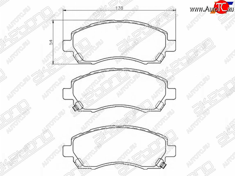 2 499 р. Колодки тормозные AKEBONO (передние) Subaru Legacy BD/B11 седан дорестайлинг (1993-1996)  с доставкой в г. Королёв