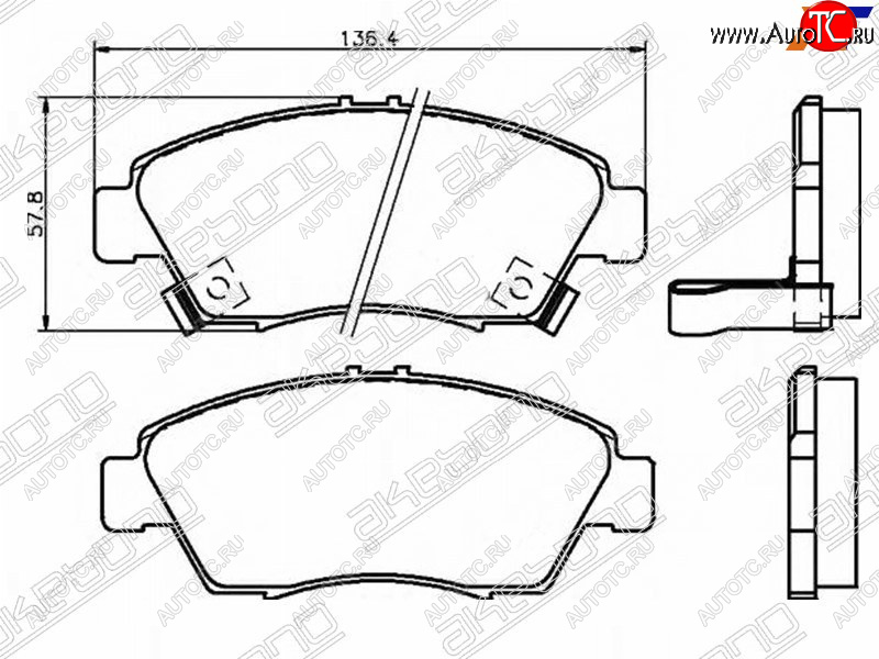 2 749 р. Колодки тормозные AKEBONO (передние)  Honda Civic ( ES,  EU,  EP) - Fit  1  с доставкой в г. Королёв