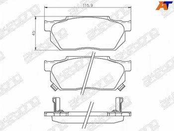 Колодки тормозные AKEBONO (передние) Honda (Хонда) Fit (Фит)  1 (2001-2004) 1 GD дорестайлинг