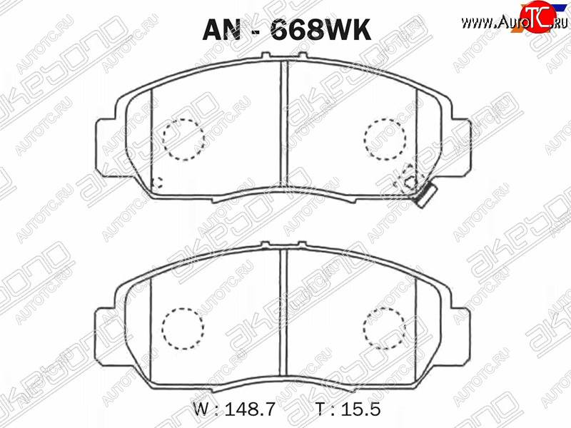 3 479 р. Колодки тормозные AKEBONO (передние)  Honda Accord  CU (2008-2013) седан дорестайлинг, седан рестайлинг  с доставкой в г. Королёв