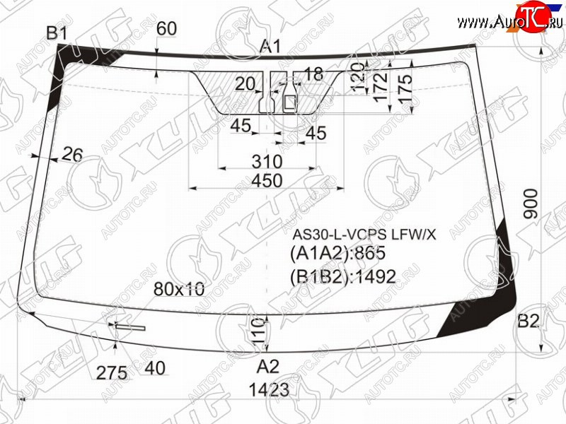 7 249 р. Стекло лобовое (Датчик дождя Молдинг) XYG  Toyota RAV4 ( XA305,  XA30) - Vanguard  с доставкой в г. Королёв