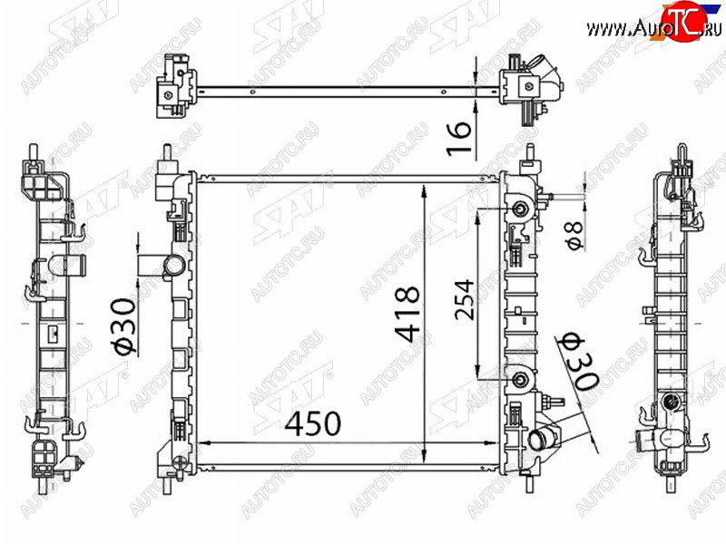 7 249 р. Радиатор охлаждающей жидкости SAT  Chevrolet Spark  M300 (2010-2015), Ravon R2 (2016-2024)  с доставкой в г. Королёв