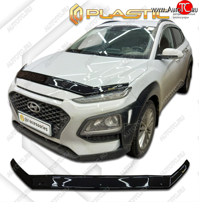 2 099 р. Дефлектор капота CA-Plastic  Hyundai Kona  OS (2017-2021) дорестайлинг (classic черный, без надписи)  с доставкой в г. Королёв