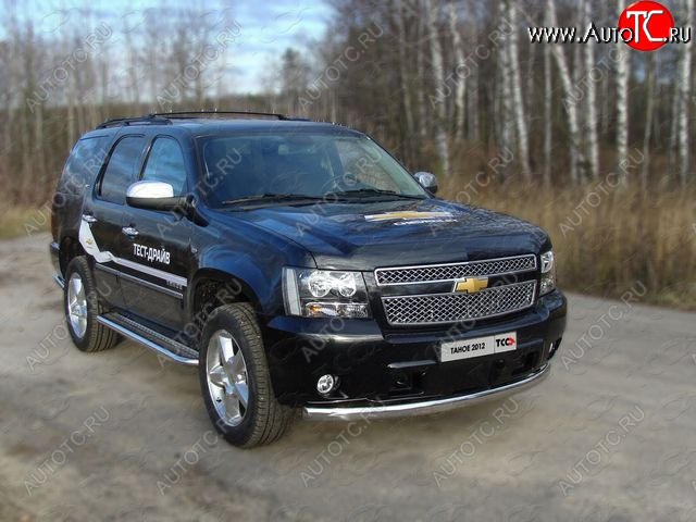 27 699 р. Защита переднего бампера овальная 75х42 мм ТСС тюнинг Chevrolet Tahoe GMT900 5 дв. (2006-2013) (нержавейка)  с доставкой в г. Королёв