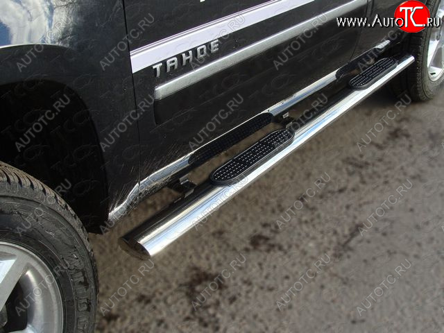 45 999 р. Пороги овальные с накладкой 120x60 мм ТСС Тюнинг Chevrolet Tahoe GMT900 5 дв. (2006-2013) (серые)  с доставкой в г. Королёв