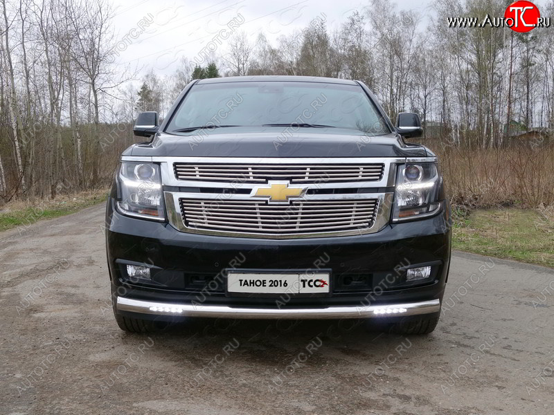 40 649 р. Защита переднего бампера нижняя с ДХО 76,1 мм ТСС Тюнинг Chevrolet Tahoe GMT900 5 дв. (2006-2013) (нержавейка)  с доставкой в г. Королёв